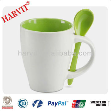 color glaze ceramic coffee mug with spoon,elegant design stoneware tea mugs,home & garden used porcelain mug for milk